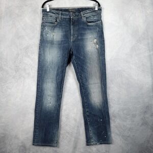 MR SID Jeans Mens 35 Made in Italy Distressed Paint Splatter Stretch 34x27.5